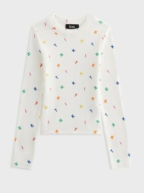 Kith White Long-Sleeve Knit Top with Multicolor Logo Motif